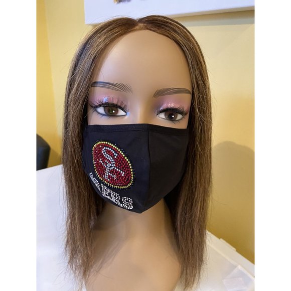 San Francisco 49ers Bling Rhinestone Face Mask Side Logo - Picture 8 of 10